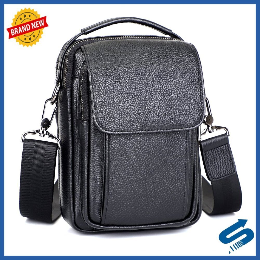 Leather Messenger Bag Crossbody Shoulder Sling Travel Daypack Magnetic Buckle